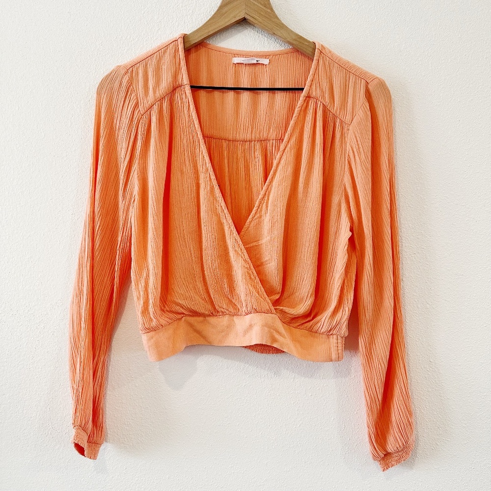 O'Neill Orange Surplice Cross Over Long Sleeve Crop Top |P3